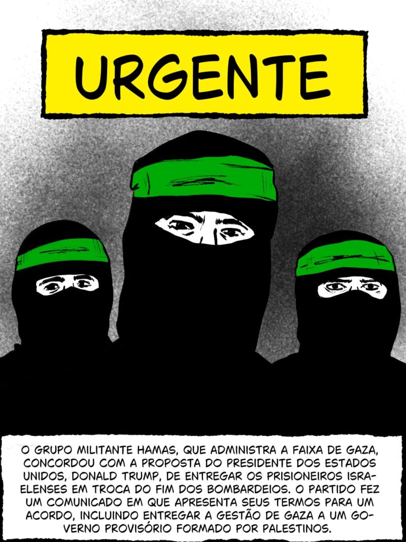 O grupo militante Hamas, que administra a Faixa de Gaza, concordou com a proposta do presidente dos Estados Unidos, Donald Trump, de entregar os prisioneiros israelenses em troca do fim dos bombardeios. O partido fez um comunicado em que apresenta seus termos para um acordo, incluindo entregar a gestão de Gaza a um governo provisório formado por palestinos.